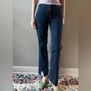 High Rise Split Leg Jeans